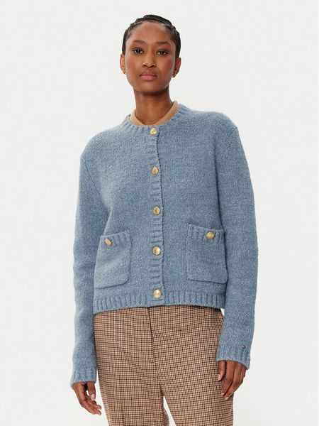 Tommy Hilfiger Kardigan WW0WW44473 Niebieski Regular Fit. Niebieskie kardigany damskie Tommy Hilfiger, l, bez wzorów, z syntetyku. Za 499.99 zł.