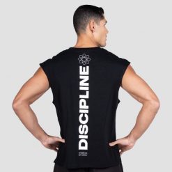 Koszulka męska fitness bez rękawów czarna Discipline. Czarne koszulki sportowe męskie GYMBEAM, m, bez wzorów, z bawełny, bez kołnierzyka, bez ramiączek, na fitness i siłownię. Za 80.90 zł.