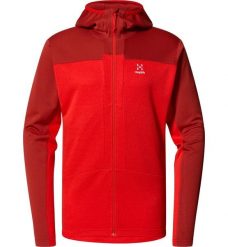 Bluza techniczna męska ROC Flash Mid Hood. Czerwone bluzy męskie Haglöfs, l, bez wzorów, z materiału, z kapturem. Za 403.99 zł.