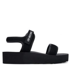 Sandały LOVE MOSCHINO. Czarne sandały damskie Love Moschino, bez wzorów, bez obcasa, na płaskiej podeszwie, bez zapięcia. Za 839.99 zł.