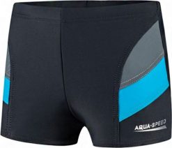 Aqua-Speed Spodenki kąpielowe dla chłopca Andy grafitowo niebieskie 32 349 140cm. Niebieskie kąpielówki dla chłopców Aqua-Speed, bez wzorów. Za 42.57 zł.