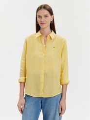 Tommy Hilfiger Koszula WW0WW42037 Żółty Relaxed Fit. Żółte bluzki damskie Tommy Hilfiger, bez wzorów, ze lnu, bez kołnierzyka, bez ramiączek. Za 299.99 zł.