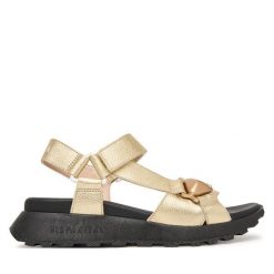 Sandały Hispanitas. Żółte sandały damskie Hispanitas, bez wzorów, bez obcasa, na płaskiej podeszwie, bez zapięcia. Za 549.99 zł.