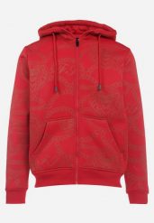 Czerwona Bluza z Polarem i Kapturem Oemret. Czerwone bluzy męskie Born2be, l, bez wzorów, z dzianiny, z kapturem. Za 79.99 zł.
