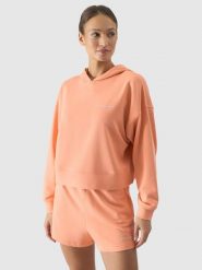 4F Bluza dresowa nierozpinana z kapturem damska - pomarańczowa XXL. Brązowe bluzy damskie 4f, l, bez wzorów, z bawełny, z kapturem. W wyprzedaży za 59.99 zł.
