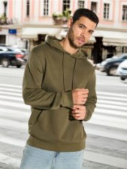 Bluza basic - zielony. Zielone bluzy męskie Sinsay, l, bez wzorów, z kapturem. W wyprzedaży za 17.99 zł.