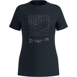 Koszulka merino damska Odlo Merino Tencel Hyper Map Crew Neck S/S. Niebieskie koszulki sportowe damskie Odlo, l, bez wzorów, z lyocellu, bez kołnierzyka, bez ramiączek, trekkingowe. Za 357.49 zł.