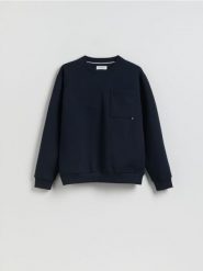 Bluza regular z bawełną - granatowy. Niebieskie bluzy męskie Reserved, l, bez wzorów, z bawełny, bez kaptura. Za 109.99 zł.