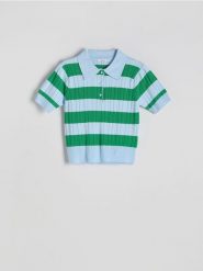 Sweter polo z wiskozą - wielobarwny. Swetry damskie Reserved, l, bez wzorów, z dzianiny, bez kołnierzyka, bez ramiączek, bez kaptura. W wyprzedaży za 89.99 zł.