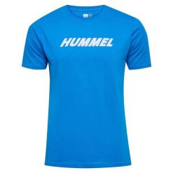 Koszulka z logo Hummel Elemental. Niebieskie koszulki sportowe męskie Hummel, bez wzorów, bez kołnierzyka, bez ramiączek, do piłki nożnej. Za 72.95 zł.