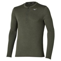 Bluza treningowa zapinana do połowy Mizuno Impulse. Zielone bluzy męskie Mizuno, xl, bez wzorów, z materiału, bez kaptura. Za 197.00 zł.