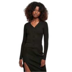 Damski kardigan z dzianiny prążkowanej Urban Classics GT. Czarne kardigany damskie Urban Classics, xl, bez wzorów, z dzianiny, eleganckie, krótkie. Za 169.70 zł.