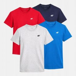 KOMPLET KOSZULEK MĘSKICH 4F ZESTAW 4PAK T-SHIRT TTSHM3341. T-shirty męskie 4f, m, bez wzorów, z bawełny, sportowe, bez kołnierzyka. Za 116.00 zł.