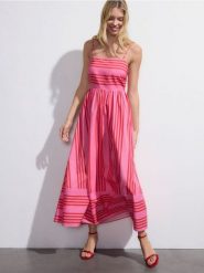 Wzorzysta sukienka - wielobarwny. Sukienki damskie Reserved, l, bez wzorów, z bawełny, bez kołnierzyka, bez ramiączek, maxi, rozkloszowane. Za 219.99 zł.