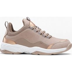 Sneakersy chunky. Czarne obuwie sportowe damskie bonprix, bez wzorów, z materiału. Za 119.99 zł.