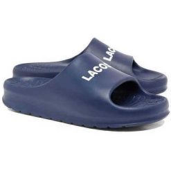 Plaskanie Lacoste Serve Slide 2.0 224 Cma, Mężczyźni. Niebieskie klapki męskie Lacoste, z syntetyku, sportowe. W wyprzedaży za 190.00 zł.