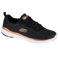 Buty do chodzenia damskie Skechers Flex Appeal 30. Czarne obuwie sportowe damskie Skechers, bez wzorów, z materiału, trekkingowe. Za 319.99 zł.