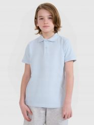 KOSZULKA POLO CHŁOPIĘCA 4F DZIECIĘCA 140. Niebieskie t-shirty dla chłopców 4f, bez wzorów, z bawełny, bez ramiączek. Za 49.99 zł.
