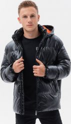 Ombre Kurtka męska zimowa - czarna C545 XXL. Czarne płaszcze męskie Ombre, na zimę, m, bez wzorów, bez kaptura. Za 239.99 zł.