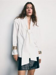 Bluzka z bawełną - biały. Białe bluzki damskie Reserved, l, bez wzorów, z bawełny, bez kołnierzyka, bez ramiączek. Za 219.99 zł.