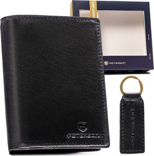 Peterson Zestaw prezentowy: elegancki, skórzany portfel męski i brelok - Peterson NoSize. Portfele męskie Peterson, bez wzorów. Za 154.00 zł.