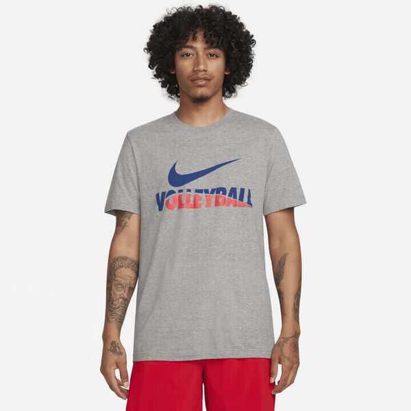Koszulka Nike Wm. Szare koszulki sportowe męskie Nike, bez wzorów, bez kołnierzyka, bez ramiączek, do siatkówki. Za 164.00 zł.