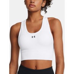Biustonosz treningowy Under Armour Vanish Seamless Mid Branded white/black. Białe obuwie sportowe damskie Under Armour, bez wzorów, na fitness i siłownię. Za 179.99 zł.