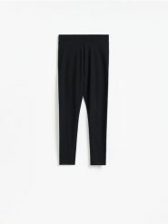 Legginsy z bawełną - czarny. Czarne legginsy damskie Reserved, l, bez wzorów, z bawełny. Za 39.99 zł.