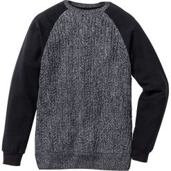 Sweter z rękawami i tyłem z dzianiny dresowej Slim Fit bonprix czarny. Swetry przez głowę męskie marki Giacomo Conti. Za 59.99 zł.