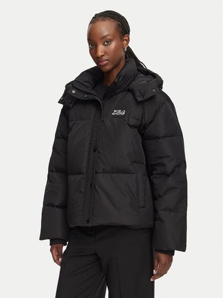 KARL LAGERFELD Kurtka puchowa Essential B3W15002 Czarny Regular Fit. Czarne kurtki damskie KARL LAGERFELD, s, bez wzorów, z puchu, bez kaptura. Za 1,110.99 zł.