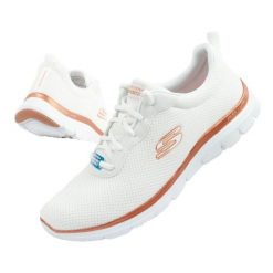 Buty Skechers Flex Appeal 4.0 Brillant View 149303/WTRG białe. Białe obuwie sportowe damskie bez wzorów, z materiału. Za 371.29 zł.