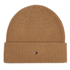 Czapka Tommy Hilfiger. Brązowe czapki i kapelusze damskie Tommy Hilfiger, na zimę, bez wzorów. Za 189.99 zł.