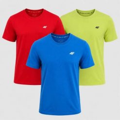 KOMPLET KOSZULEK MĘSKICH 4F 3PAK ZESTAW NA CO DZIEŃ T-SHIRT SPORTOWY. T-shirty męskie 4f, m, bez wzorów, z bawełny, sportowe, bez kołnierzyka. Za 117.00 zł.