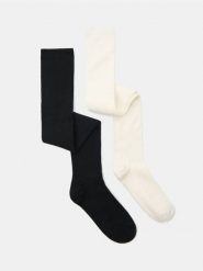 Prążkowane podkolanówki z domieszką bawełny 2 pack - wielobarwny. Skarpety damskie Sinsay, bez wzorów, z bawełny. Za 17.99 zł.