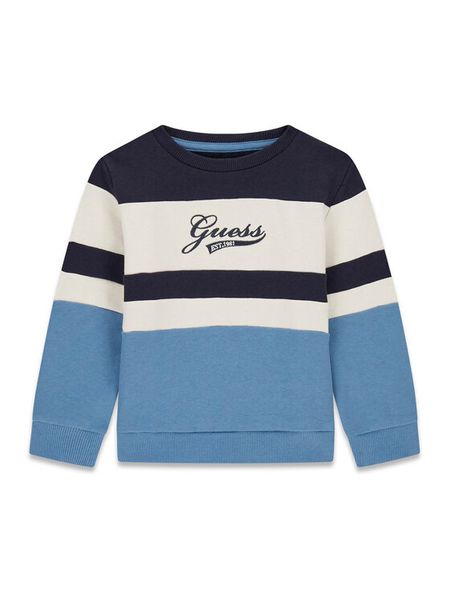 Guess Bluza N6BQ05 K6114 Granatowy Regular Fit. Niebieskie bluzy dla chłopców Guess, z aplikacjami, bez ramiączek, bez kaptura. Za 174.99 zł.