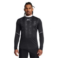 Męska regularna koszulka z długim rękawem (Czarna). Czarne bluzki z długim rękawem męskie Under Armour, l, bez wzorów, z materiału, bez kołnierzyka. Za 280.53 zł.