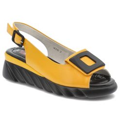 Żółte Sandały Artiker Modne Obuwie Damskie Na Koturnie. Żółte klapki damskie Artiker, bez wzorów, bez obcasa, na koturnie, bez zapięcia. Za 239.00 zł.