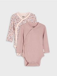 Bawełniane body z motywem kwiatowym 2 pack - fioletowy. Fioletowe body niemowlęce Sinsay, bez wzorów, z bawełny, bez ramiączek. Za 25.99 zł.