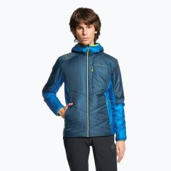 Kurtka ocieplana męska La Sportiva Mythic Primaloft. Niebieskie kurtki snowboardowe męskie La Sportiva, m, bez wzorów, z materiału, bez kaptura, narciarskie, primaloft. Za 699.99 zł.