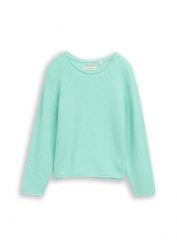 Cienki sweter marki Tom Tailor. Niebieskie swetry dla dziewczynek bonprix, bez wzorów, z materiału, bez kołnierzyka, bez ramiączek, bez kaptura. Za 129.99 zł.