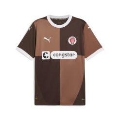 Męska koszulka domowa FC St. Pauli 24/25 PUMA Espresso Brown White. Białe koszulki sportowe męskie Puma, m, bez wzorów, bez kołnierzyka, bez ramiączek, do piłki nożnej. W wyprzedaży za 371.00 zł.