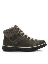 Rieker Trzewiki Z4230-54 Khaki. Brązowe botki damskie Rieker, ze skóry, bez obcasa, na płaskiej podeszwie, bez zapięcia. Za 409.99 zł.