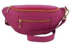 Damska torebka nerka skórzana z kieszenią - Fuksja. Czerwone torebki shopper damskie Barberinis, bez wzorów, ze skóry, eleganckie, przez ramię, małe, bez dodatków. Za 187.99 zł.