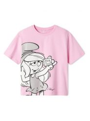 NAME IT T-Shirt Fleur Smurfs 13241788 Różowy Regular Fit. Czerwone t-shirty i topy dla dziewczynek Name it, bez wzorów, z bawełny, bez ramiączek. Za 69.99 zł.