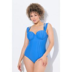 Damski Strój kąpielowy fiszbiny zaszewki podwójne ramiączko. Niebieskie kostiumy jednoczęściowe damskie Ulla Popken, l, bez wzorów, z elastanu, sportowe, plus size. Za 294.99 zł.