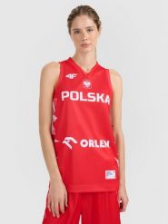 4F Koszulka reprezentacyjna z możliwością personalizacji damska 4F x PZKOSZ - czerwona XL. Czerwone koszulki sportowe damskie 4f, l, bez wzorów, z materiału, bez kołnierzyka, bez ramiączek, do koszykówki. Za 219.99 zł.