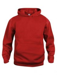 Clique Basic Hoody Junior - czerwona bluza z kapturem, miękki materiał – red. Białe bluzy damskie CLIQUE, bez wzorów, z bawełny, z kapturem. Za 144.99 zł.