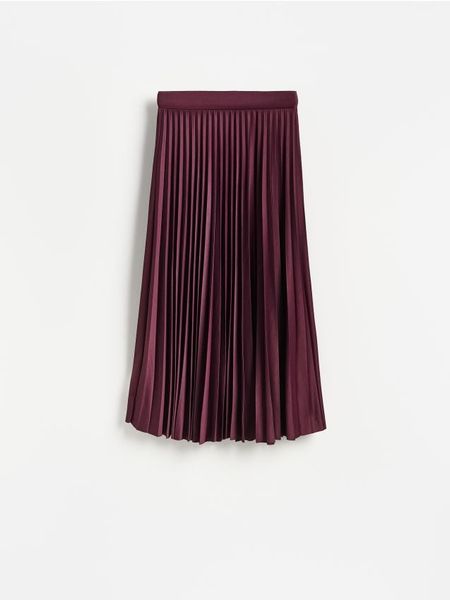 Plisowana spódnica maxi - ciemnofioletowy. Fioletowe spódnice damskie Reserved, l, bez wzorów, z dzianiny, maxi. Za 99.99 zł.