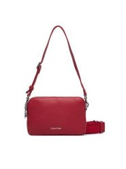 Calvin Klein Torebka Webbing 2X Strap Camera Bag LV04F3656G Czerwony. Czerwone torebki do ręki damskie Calvin Klein, bez wzorów, ze skóry, bez dodatków. Za 409.99 zł.