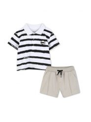 Karl Lagerfeld Kids Komplet polo i spodenki Z31068 M Beżowy Regular Fit. Brązowe szorty dla chłopców Karl Lagerfeld Kids, bez wzorów, z bawełny. Za 332.99 zł.